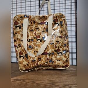 Teddy Bear Print Tote Bag Vintage